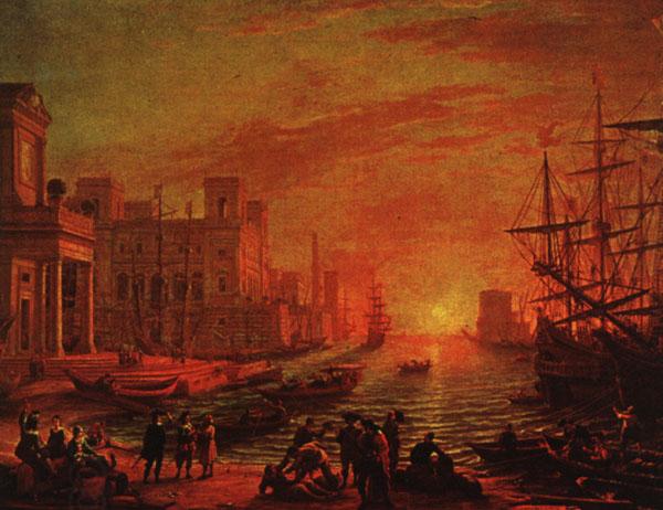 Claude Lorrain Seaport at Sunset oil painting picture